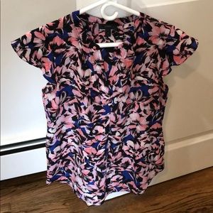 Jcrew Capsleeve Floral Blouse